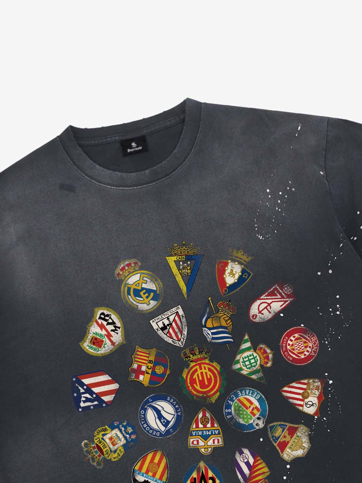 Distressed Ink Splatter Team Logo Graphic T-Shirt