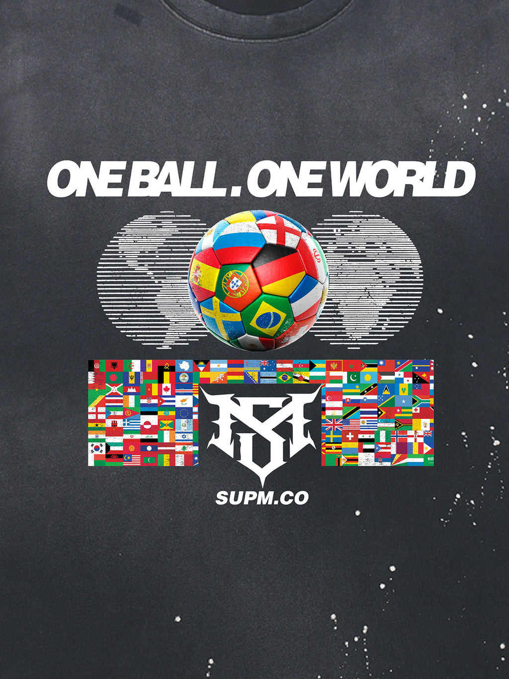 Washed One Ball One World Soccer Graphic T-Shirt