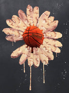 precipice Floral Basketball Ink Splatter Graphic T-Shirt