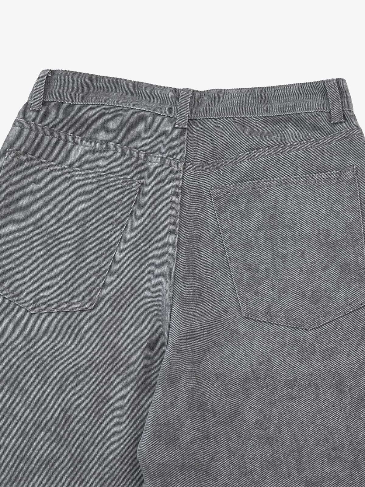 Retro Distressed Washed Texture Wide-Leg Pants