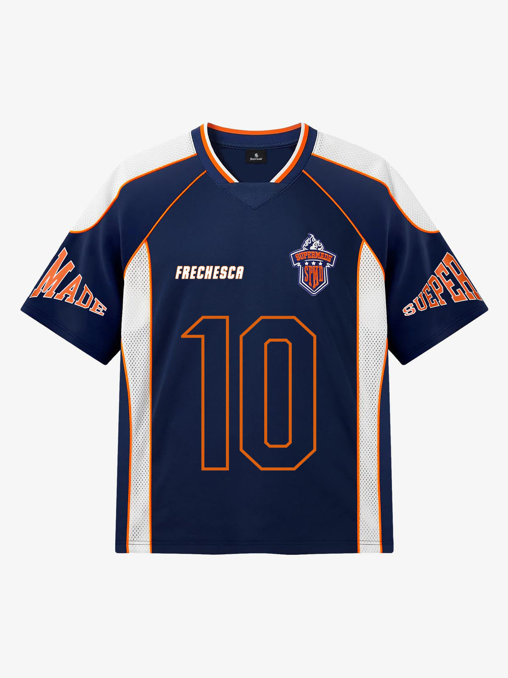 Contrast Panel Mesh Number Print Jersey T-Shirt