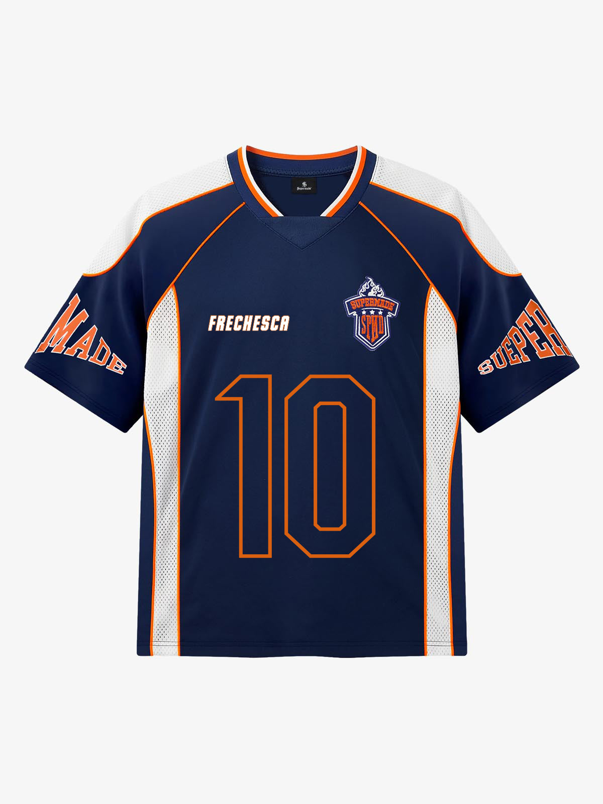 Contrast Panel Mesh Number Print Jersey T-Shirt