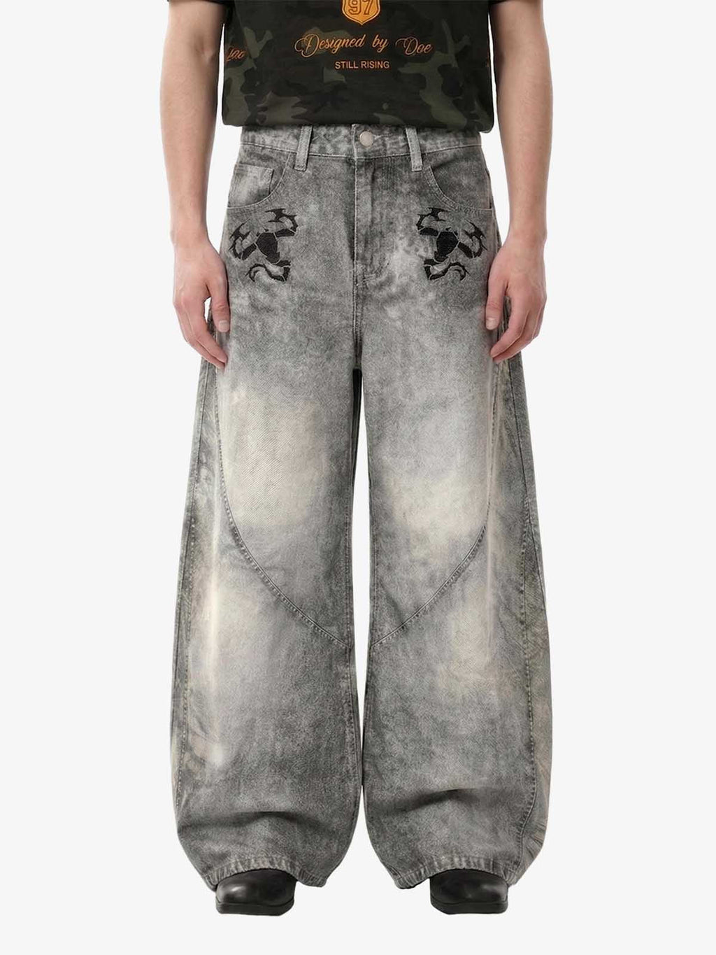 Washed Scorpion Graphic Panel Pants