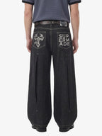 Pleated precipice Graphic Print Wide Leg Pants