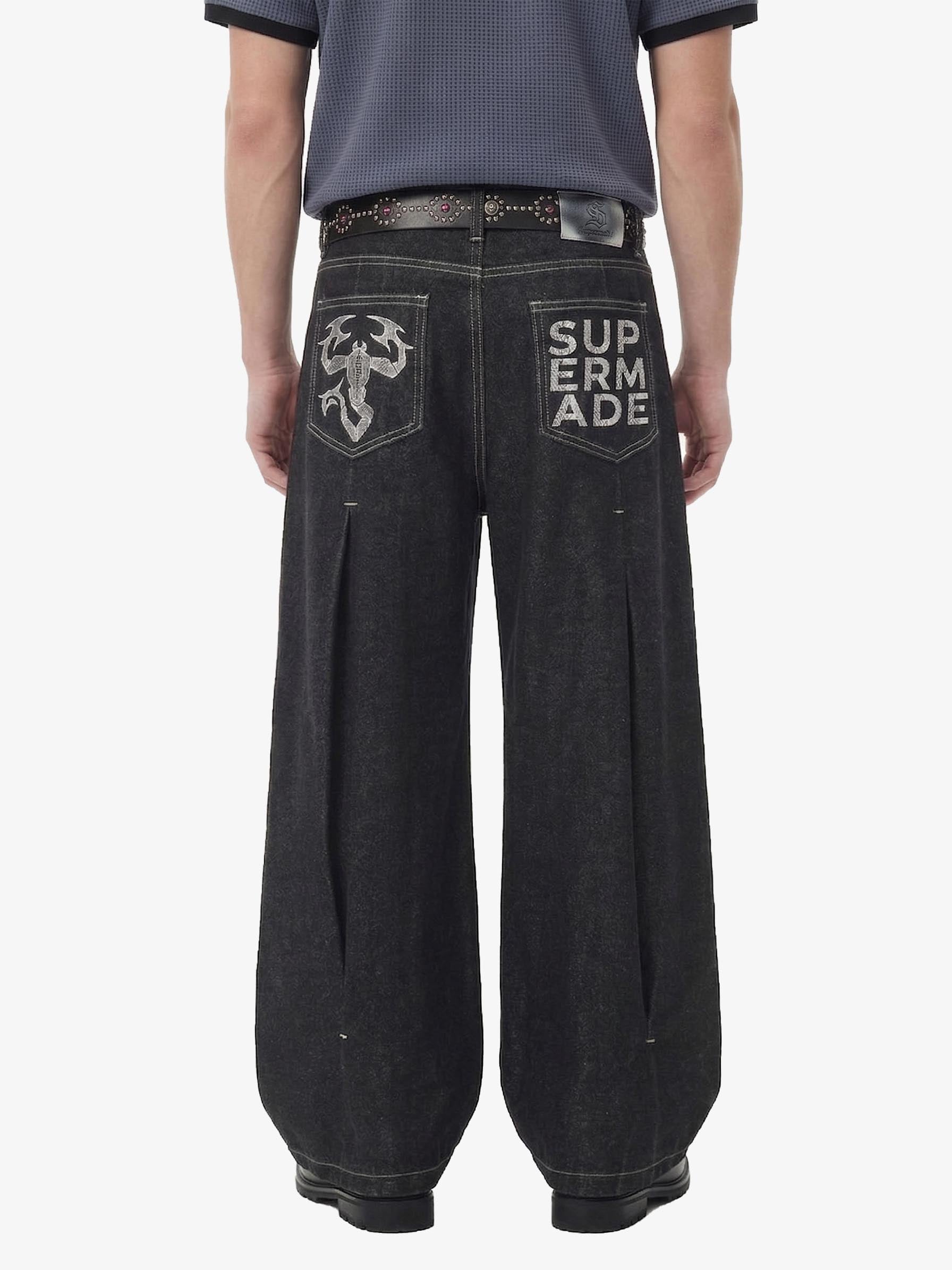 Pleated precipice Graphic Print Wide Leg Pants