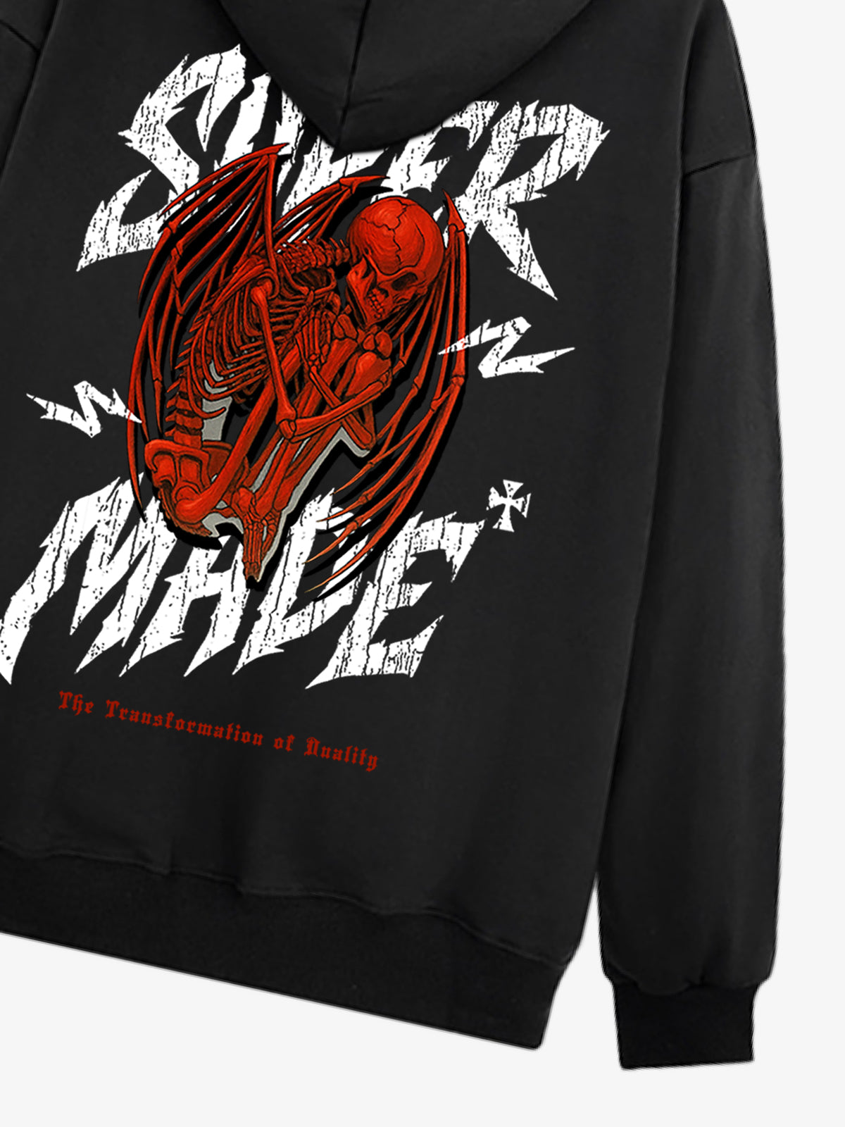 Distressed Graphic Bold Angel Wings Design Hoodie