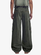 Washed Safety Pin Graphic Cargo Pants