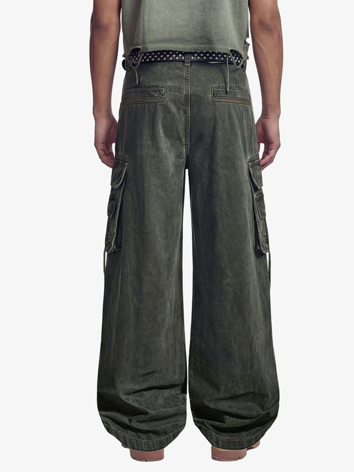 Washed Safety Pin Graphic Cargo Pants
