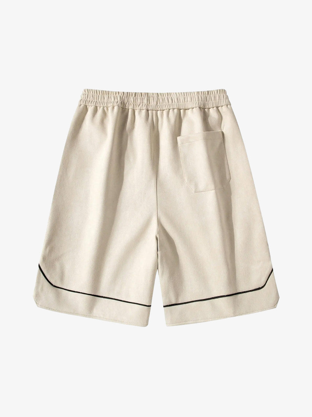 Retro Letter-Stamped Suede Drawstring Shorts