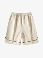 Retro Letter-Stamped Suede Drawstring Shorts