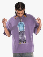 Vintage Washed Skeleton Graphic Oversized T-Shirt