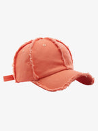 Vintage Frayed Panel Cotton Baseball Cap