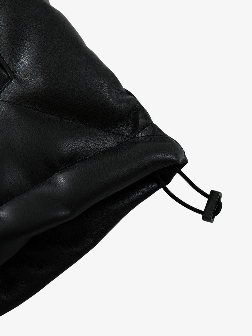 Minimalist Faux Leather Stand Collar Puffer Vest