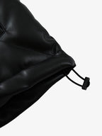 Minimalist Faux Leather Stand Collar Puffer Vest