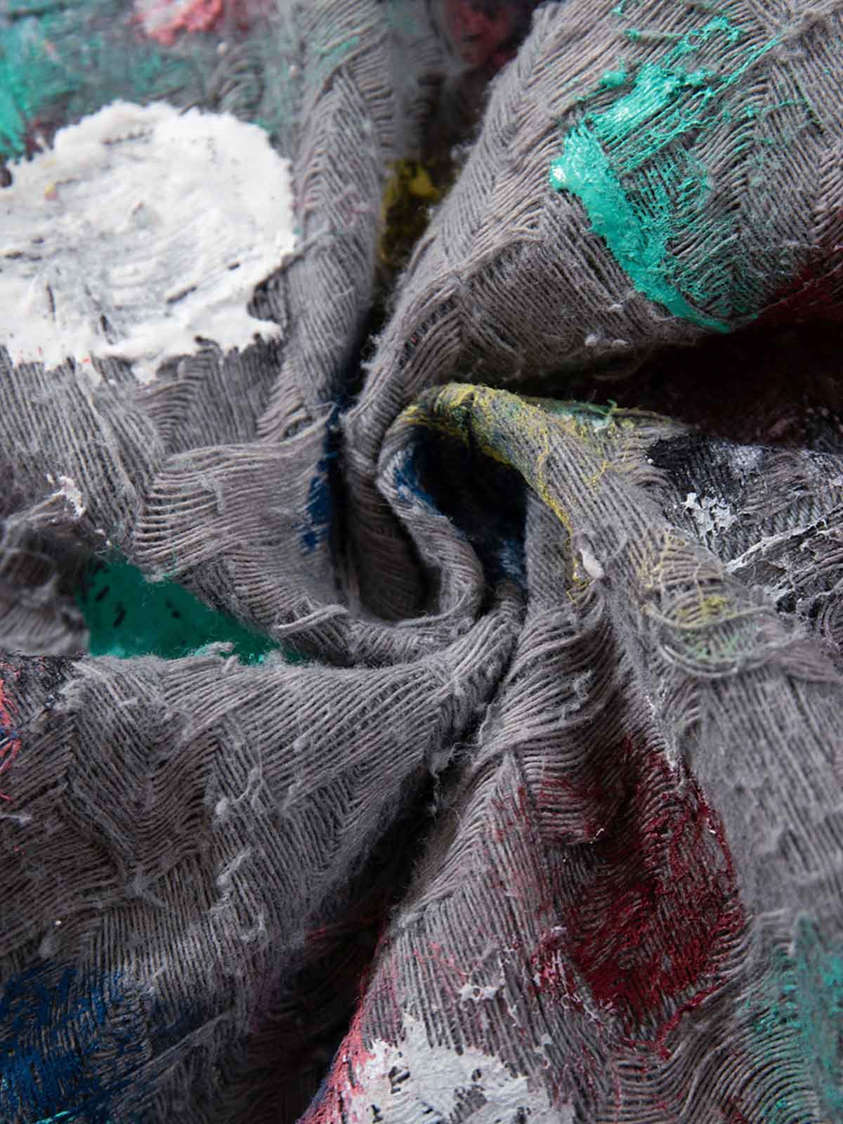 Hand-Painted Frayed Wide Leg Jeans