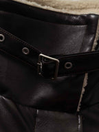 Vintage Shearling Collar Quilted Leather Jacket