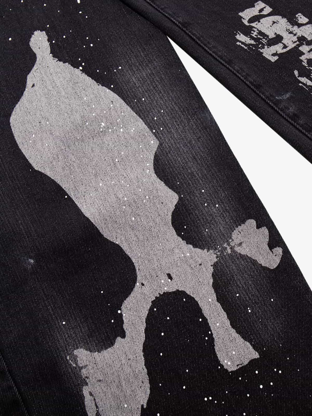 Retro Rhinestone Graffiti Washed Straight Jeans