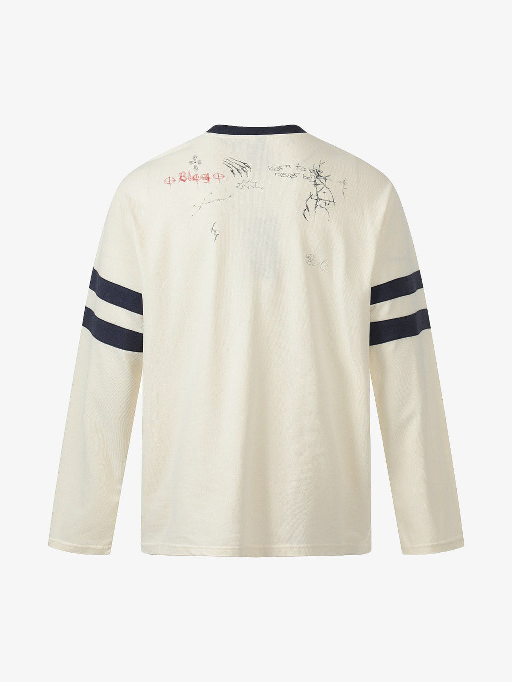 Vintage Distressed 23 Patch Graffiti Print Long Sleeve T-Shirt