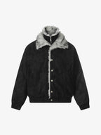 Vintage Dual-layer Collar Fleece-lined Zipper Jacket
