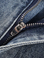 Wrinkle Effect Print Wide Leg Denim Jeans
