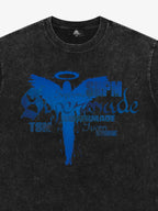 Distressed Washed Gothic Angel Graphic T-Shirt