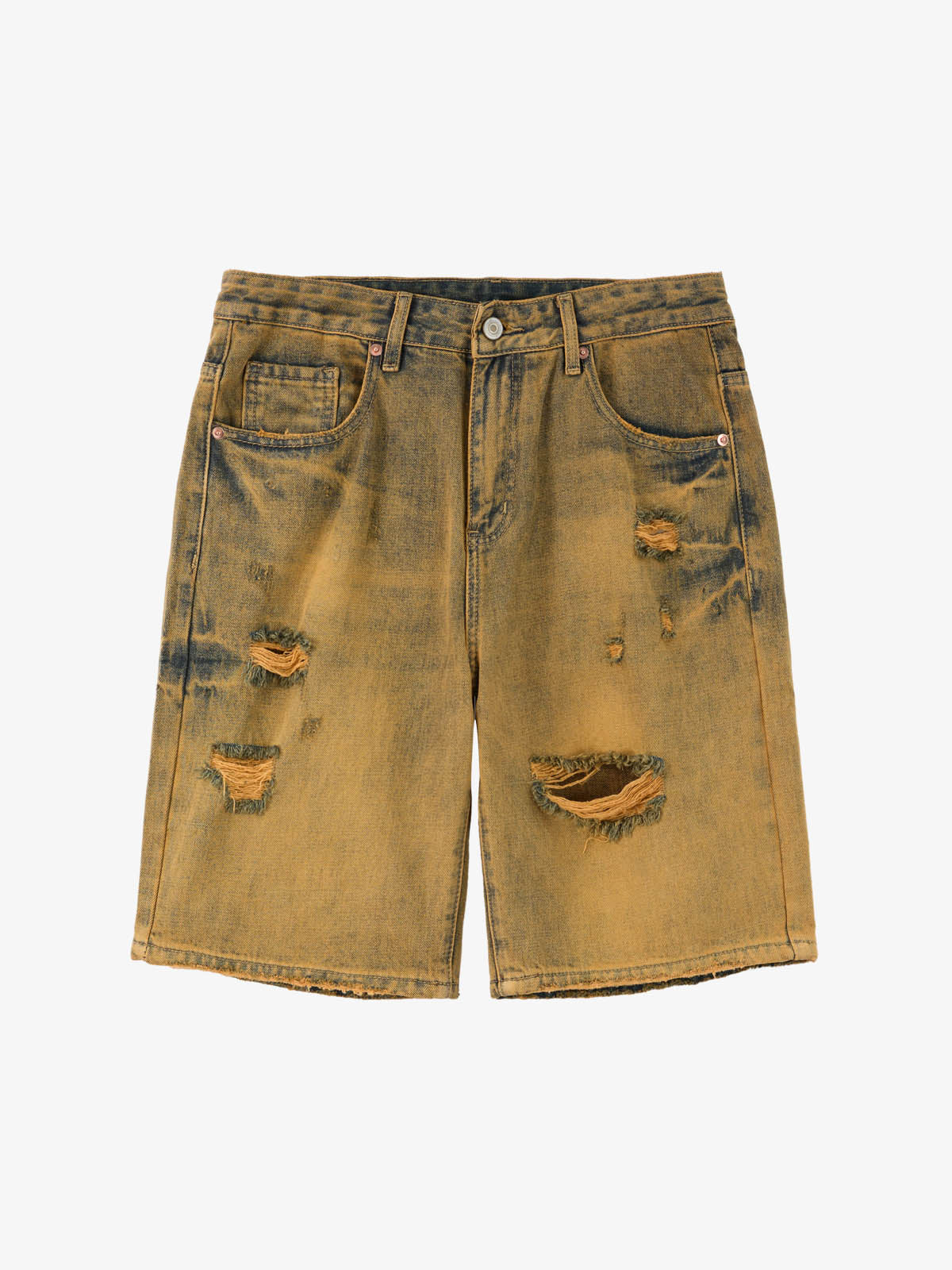 Burnt Orange Distressed Denim Shorts