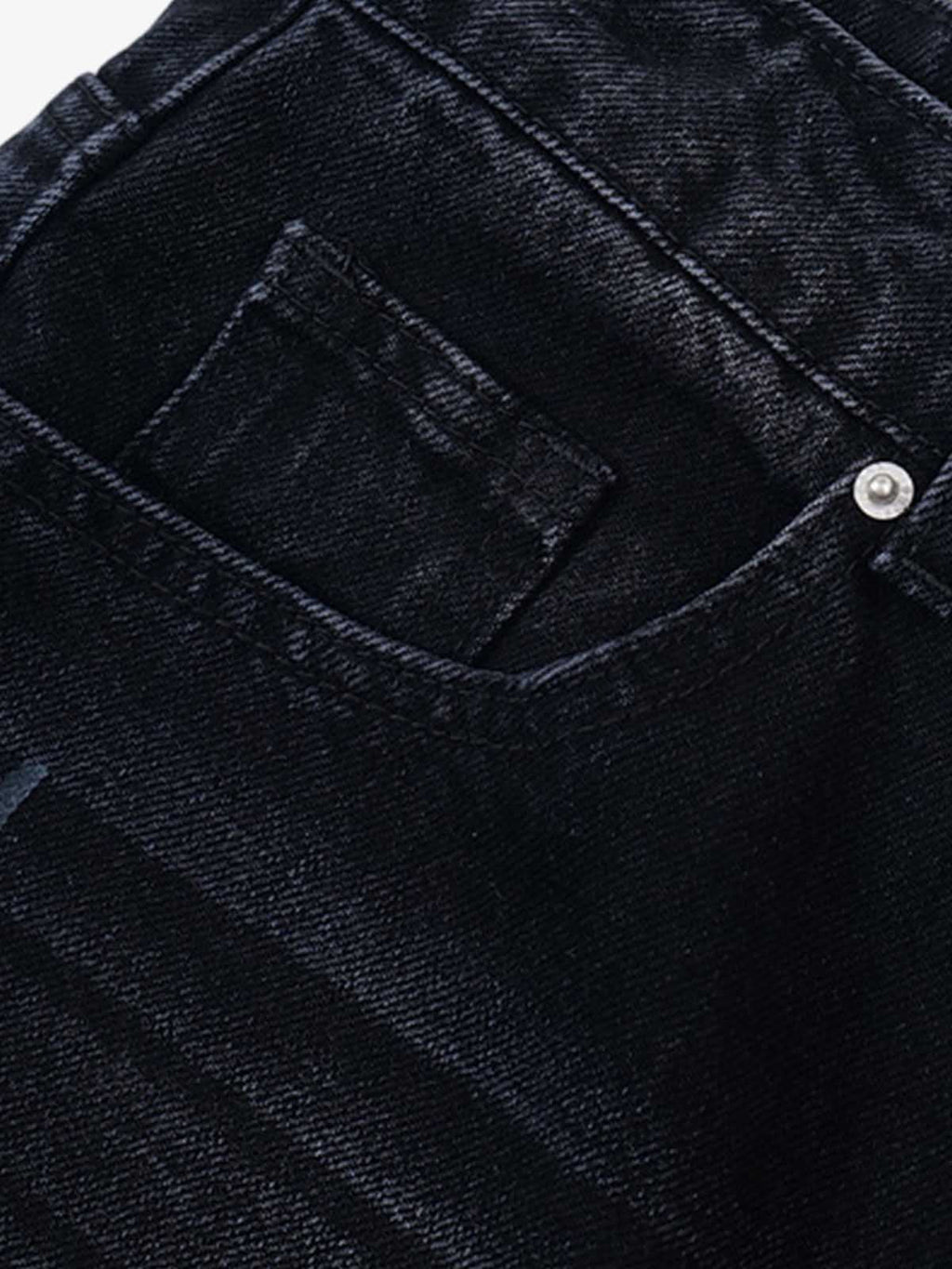 Distressed Dove-Print Denim Jort