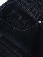 Distressed Dove-Print Denim Jort