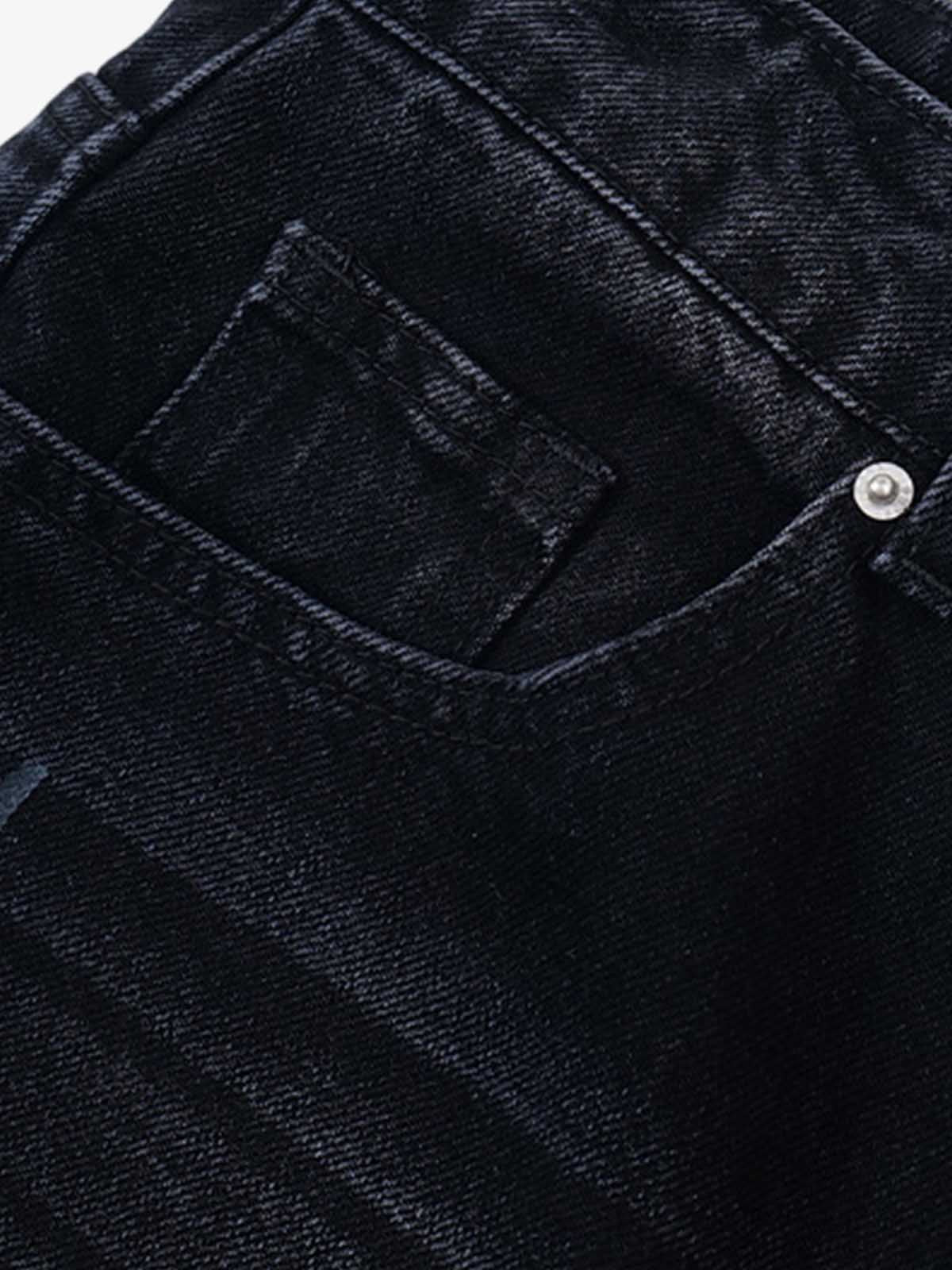 Distressed Dove-Print Denim Jort
