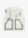 Washed Workwear Zip-Up Denim Vest