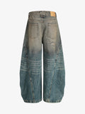 Vintage Mud-Dyed Distressed Barrel Jeans - 2537