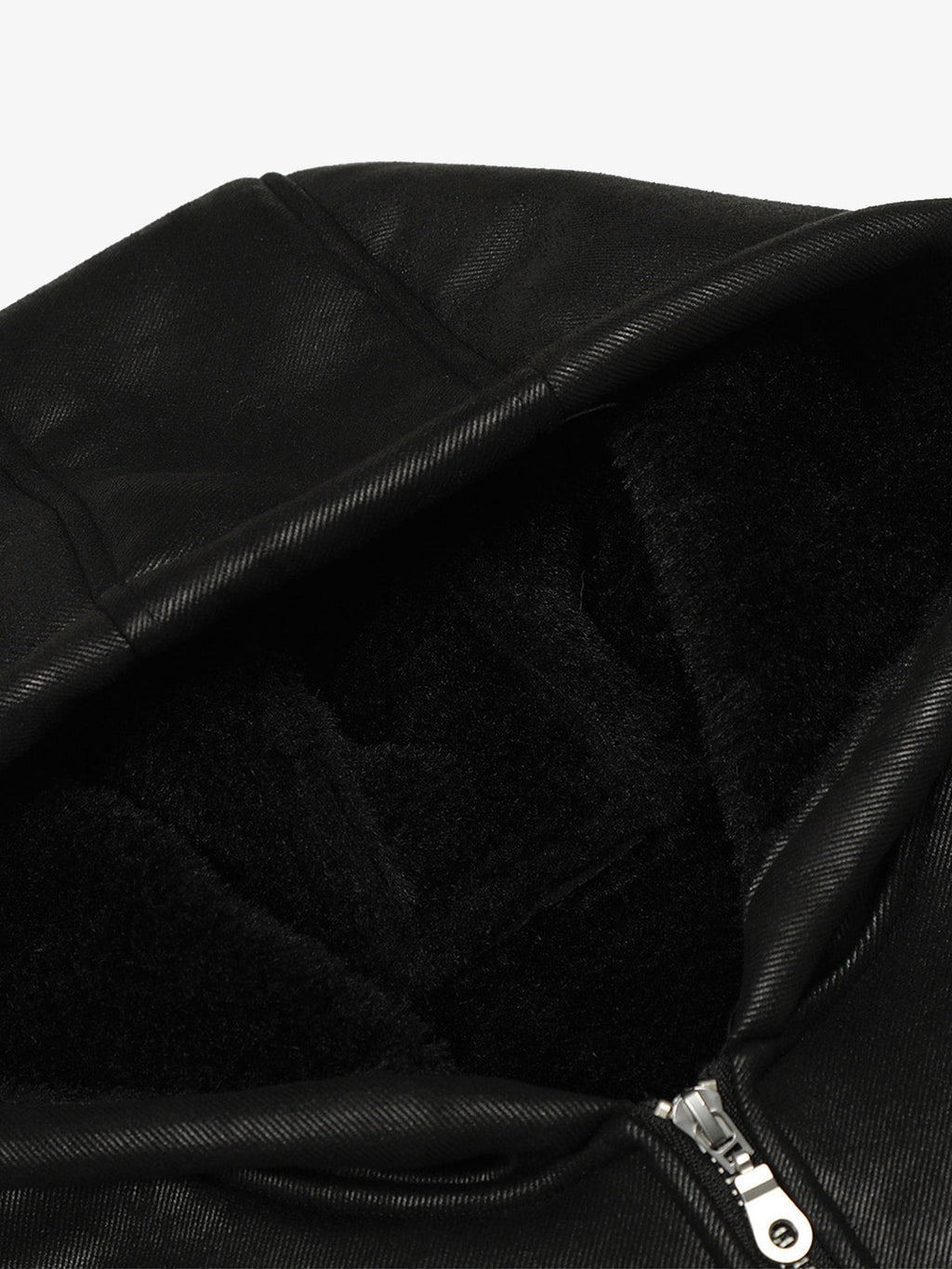 Vintage Leather Badge Fleece-lined Hooded Zip Bomber Jacket - 2547