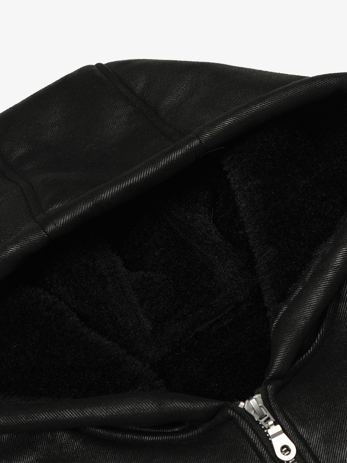 Vintage Leather Badge Fleece-lined Hooded Zip Bomber Jacket - 2547