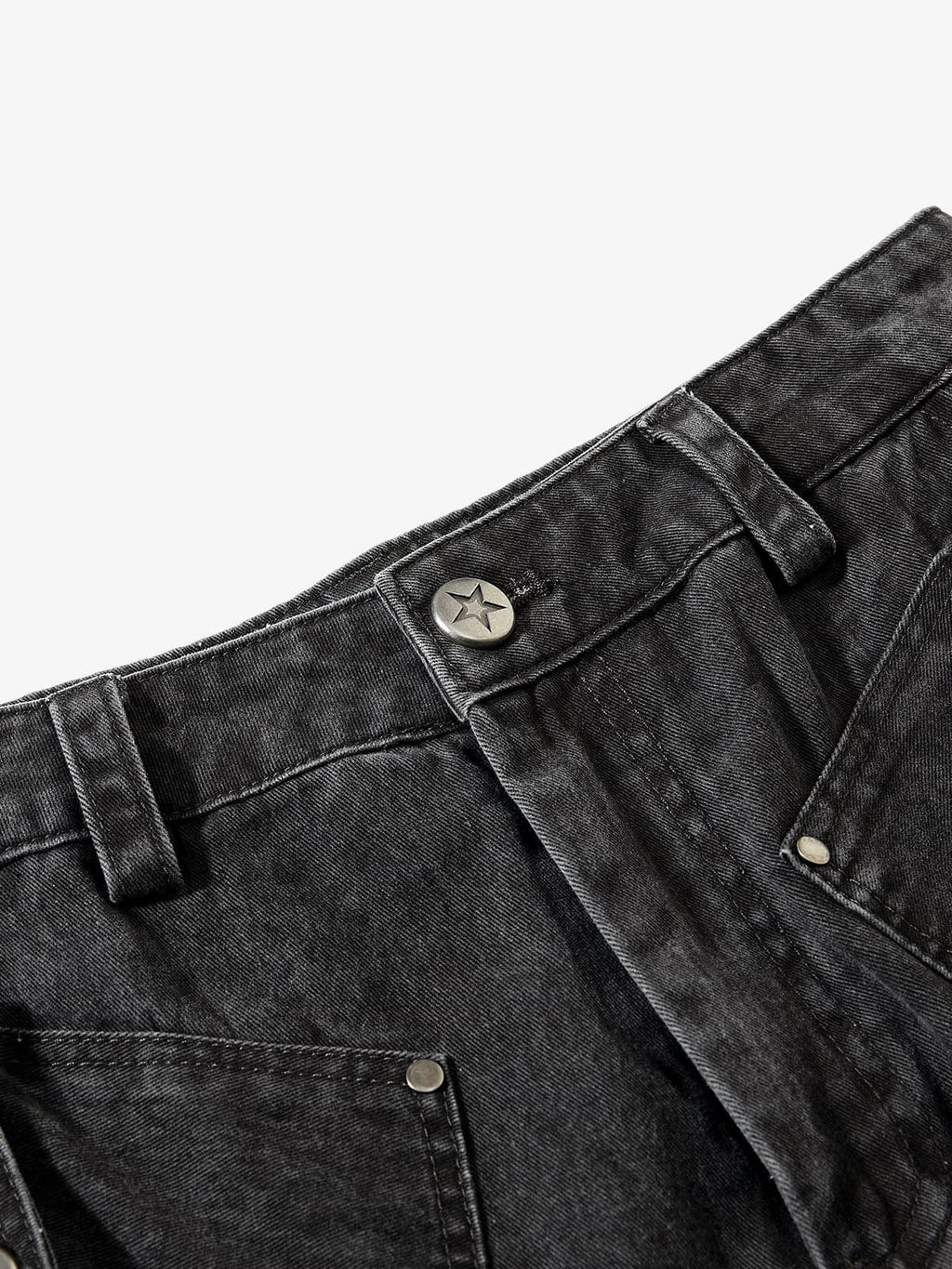 Washed Cotton Multi-Pocket Ruched Cargo Pants