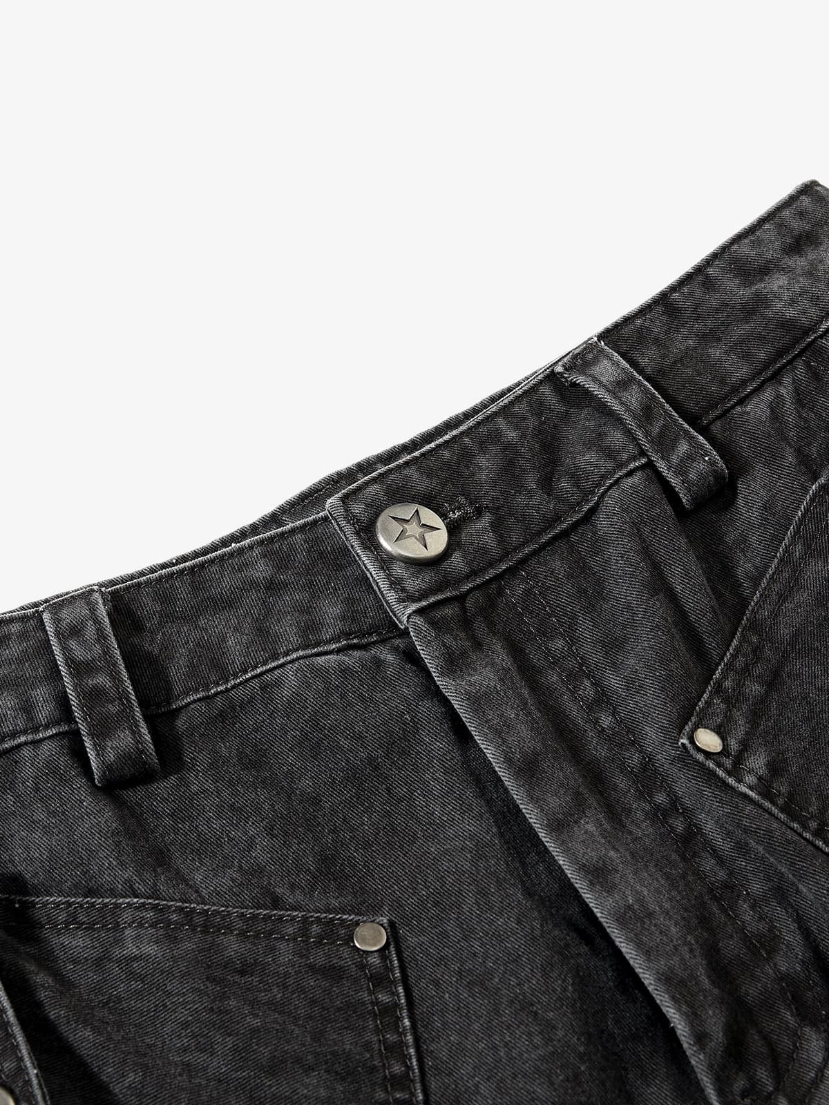 Washed Cotton Multi-Pocket Ruched Cargo Pants