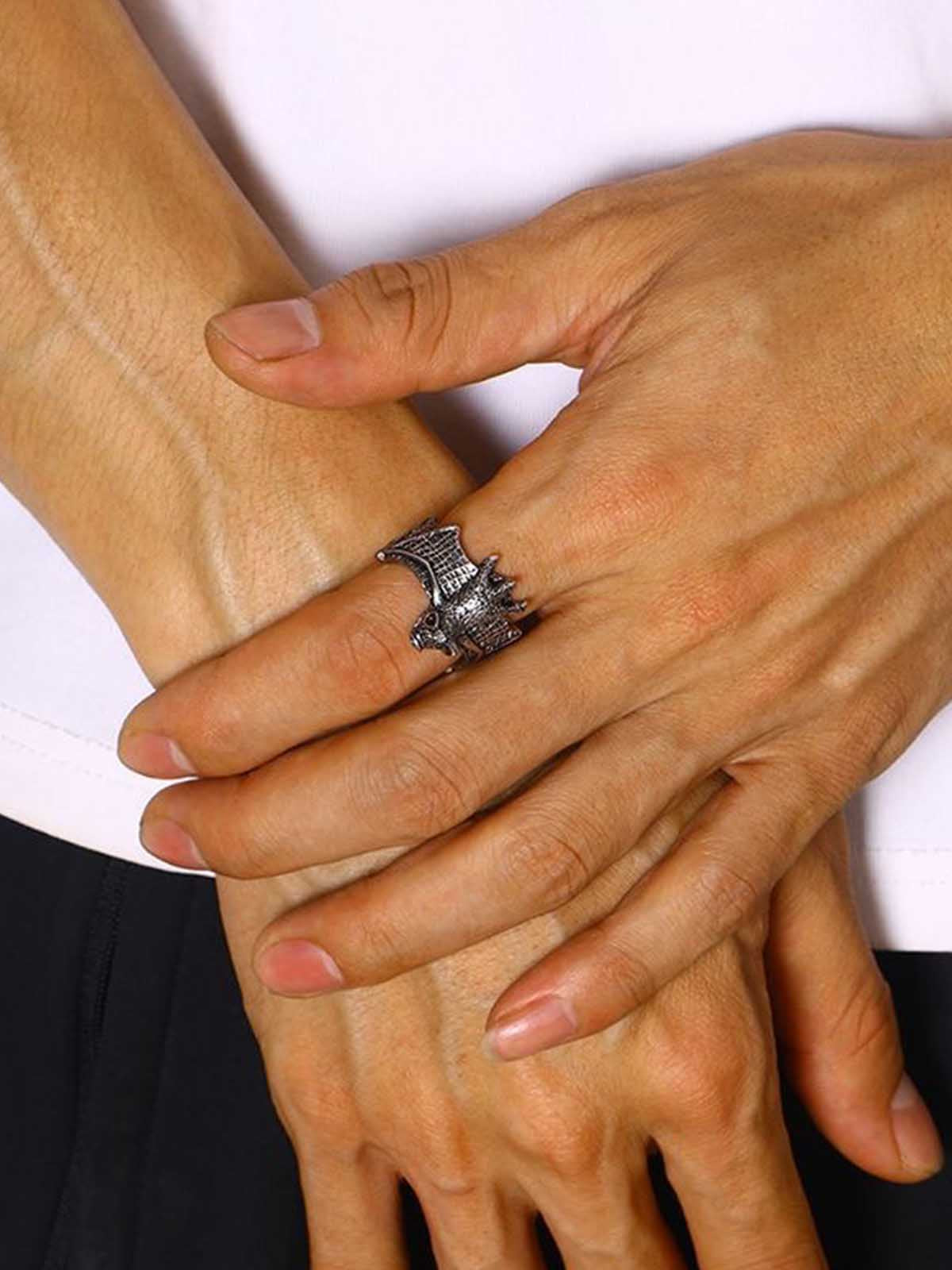 Gothic Bat Open Ring