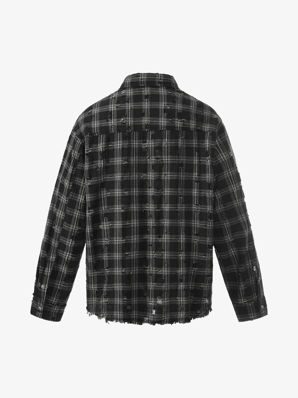 Distressed Raw Edge Plaid Shirt