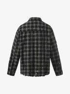 Distressed Raw Edge Plaid Shirt