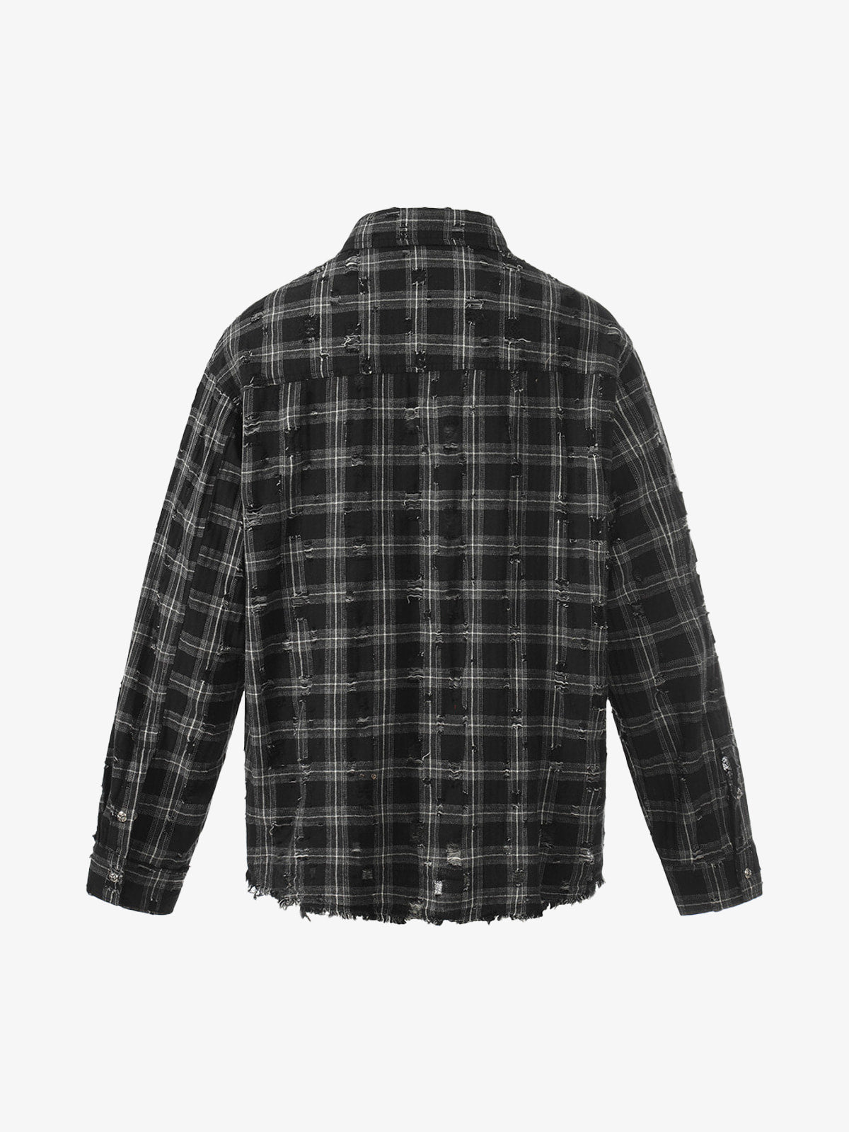 Distressed Raw Edge Plaid Shirt