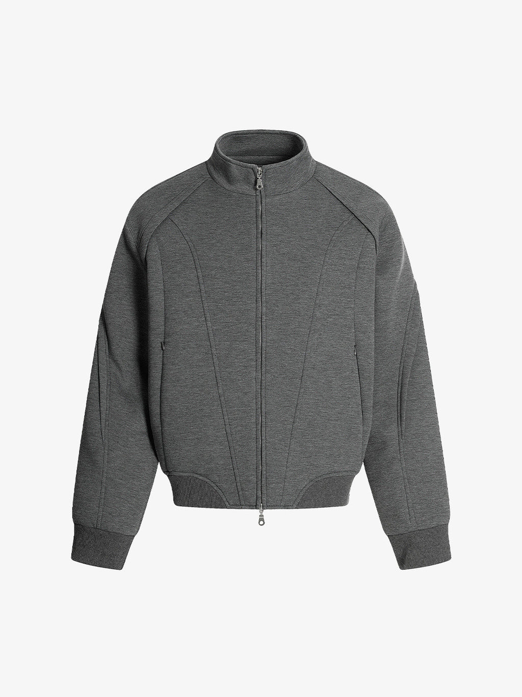 Panel Cut Stand Collar Zip Up Jacket