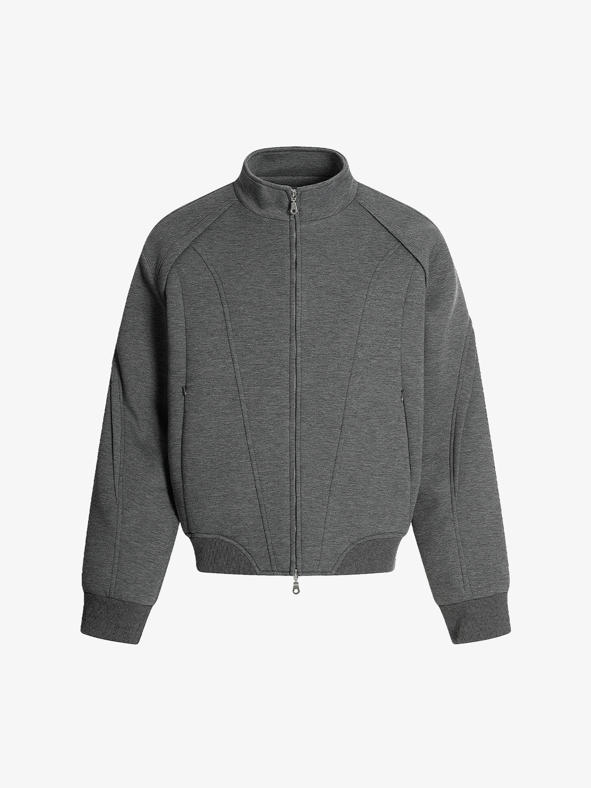 Panel Cut Stand Collar Zip Up Jacket