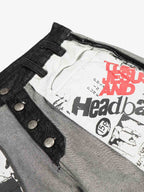 Distressed Reverse Design Large Pocket Printed Jeans - 2568