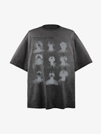 Vintage Washed Shadow Portrait Print T-Shirt