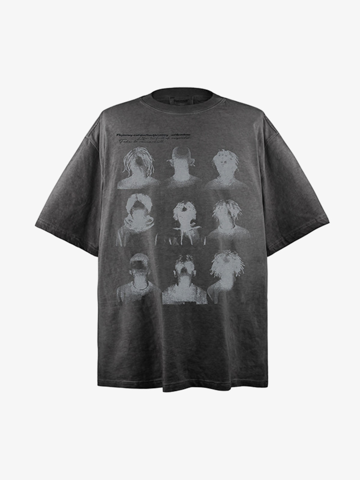 Vintage Washed Shadow Portrait Print T-Shirt
