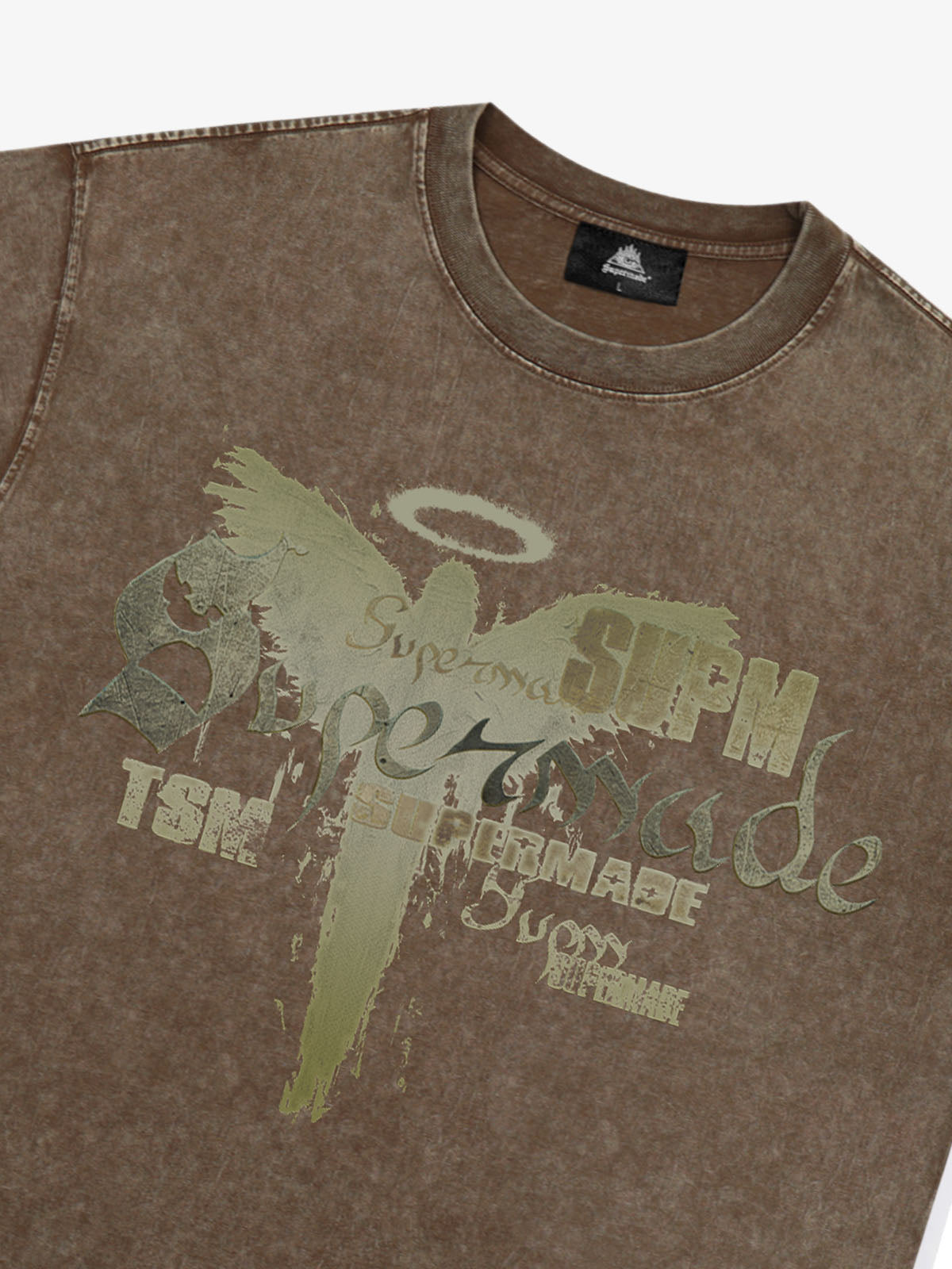Distressed Washed Gothic Angel Graphic T-Shirt