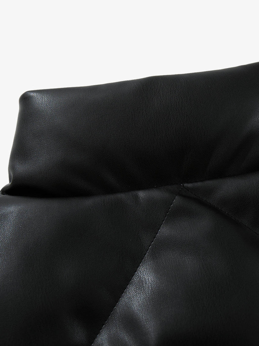 Minimalist Faux Leather Stand Collar Puffer Vest