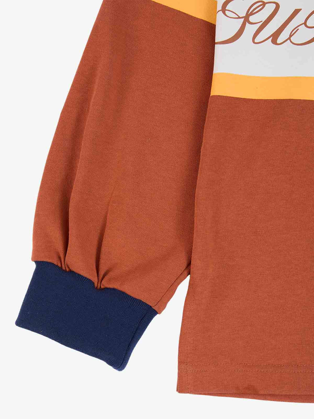 Gothic Number Stripe Rugby Collar Sweatshirt