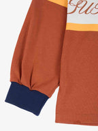 Gothic Number Stripe Rugby Collar Sweatshirt