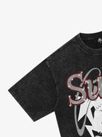 Washed Rhinestone Letter Graphic T-Shirt
