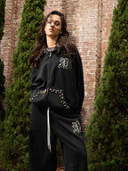 precipice Pearl Embellished Zip Up Set - 2596